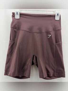 Gymshark Women’s Mauve Plum High-Rise Pocket  Bike Shorts Size Small